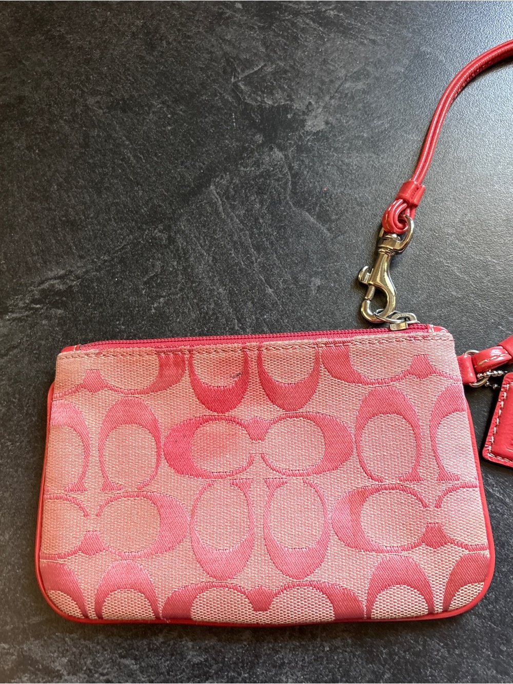 Coach Pink Signature Canvas Wristlet Pouch